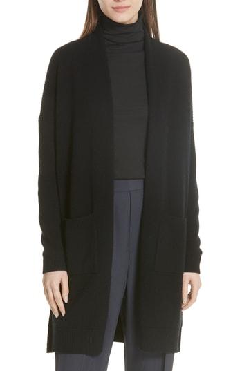Women's Vince Wool & Cashmere Split Hem Cardigan - Black