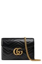 Women's Gucci Gg Marmont Matelasse Leather Wallet On A Chain - Green