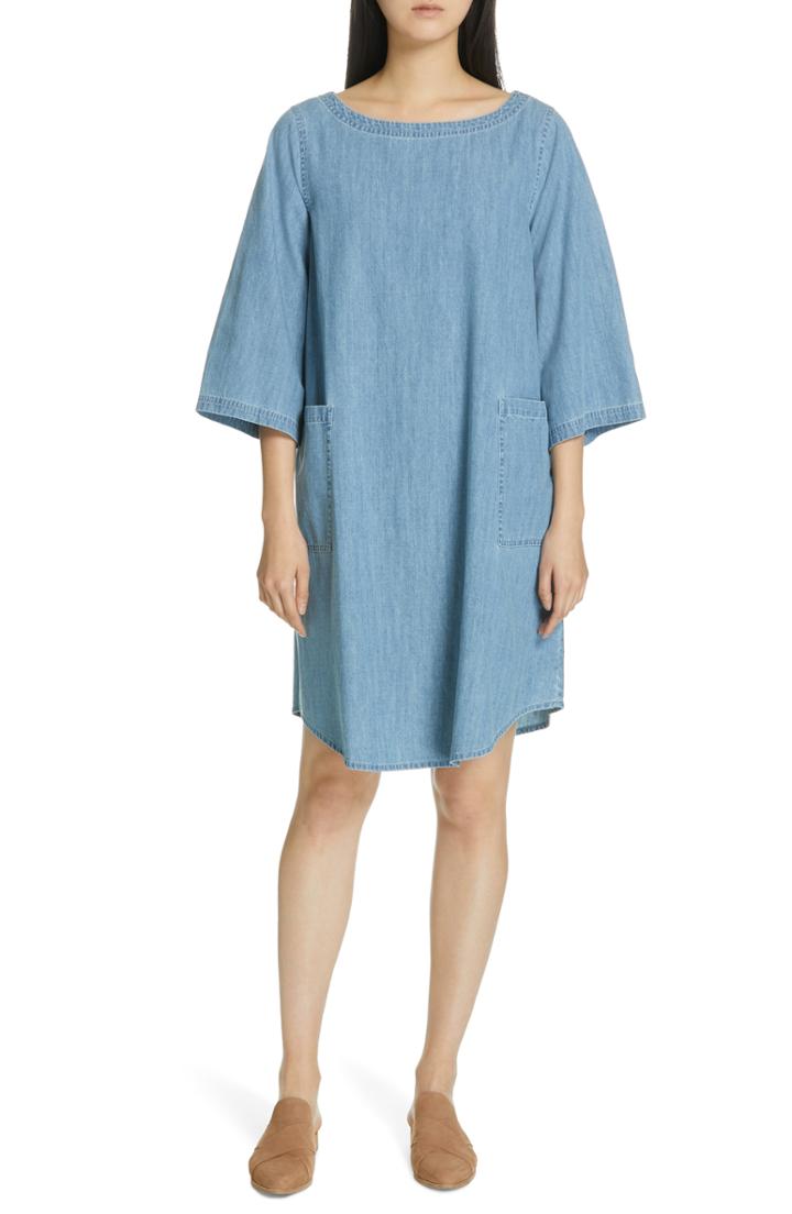 Women's Eileen Fisher Chambray Shift Dress - Blue