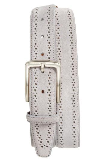 Men's Nordstrom Men's Shop Windsor Perforated Suede Belt - Grey