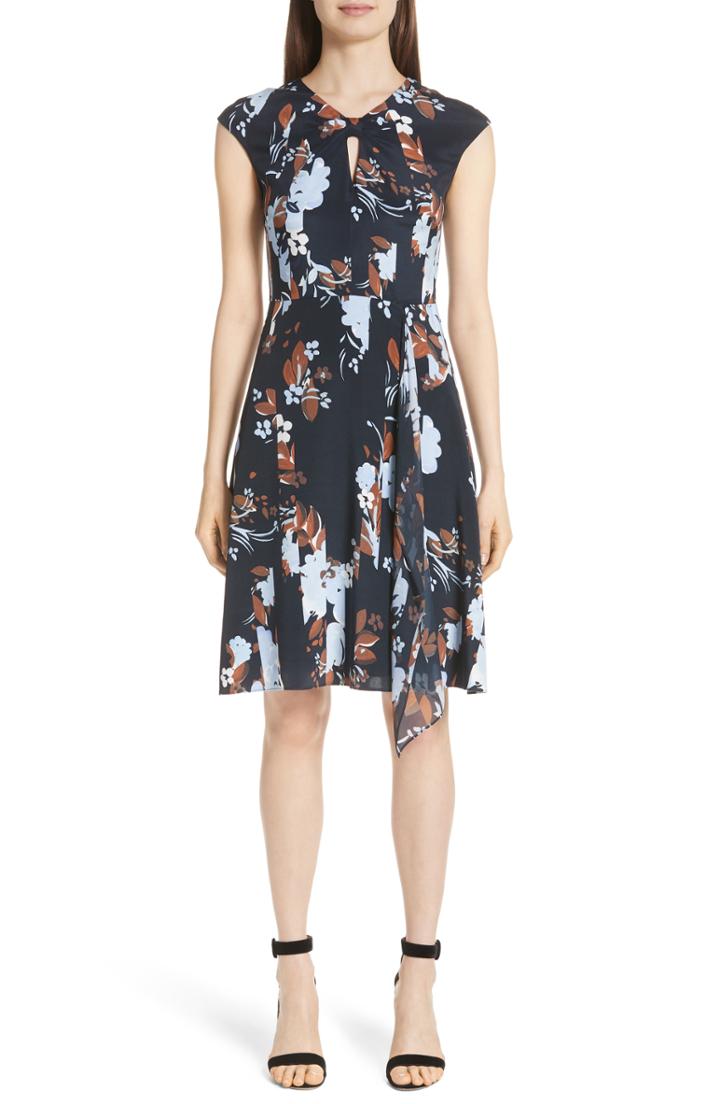 Women's St. John Collection Painted Floral Print Jersey Dress