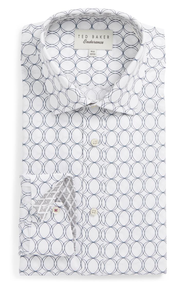Men's Ted Baker London Endurance Trim Fit Dress Shirt .5 34/35 - Grey