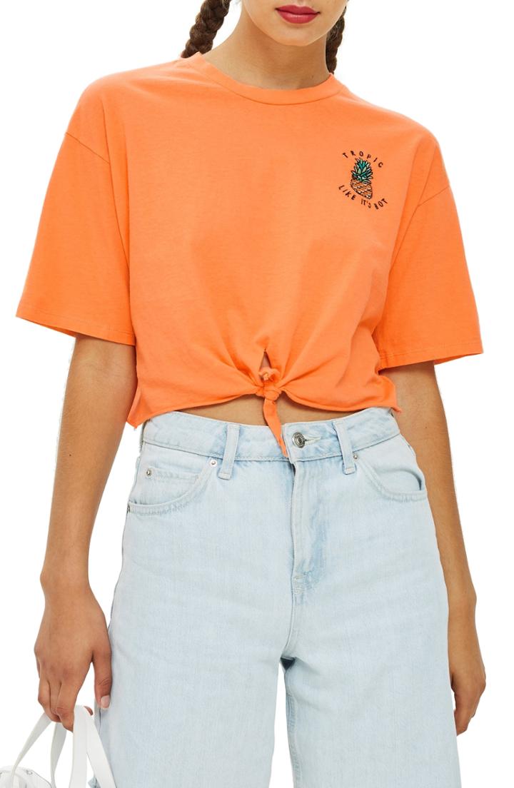 Women's Topshop Tropic Like It's Hot Tee Us (fits Like 0-2) - Orange