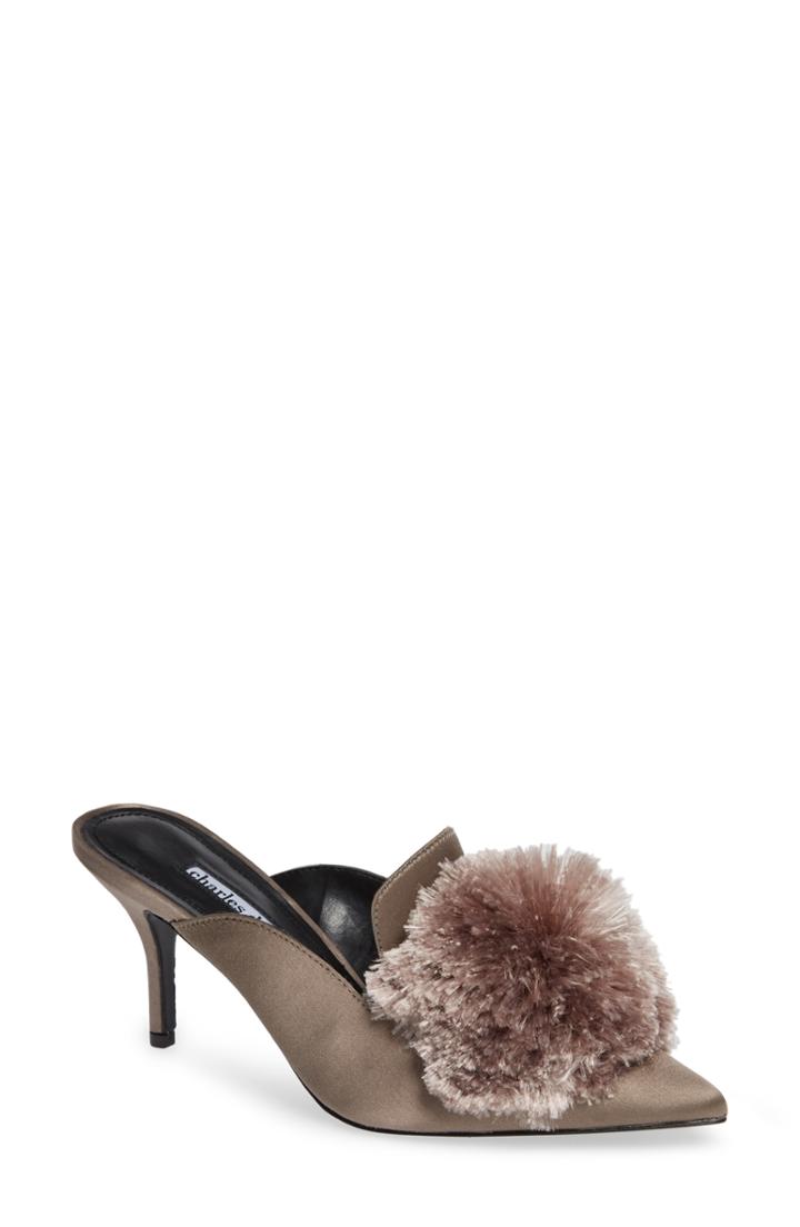 Women's Charles David Adelle Pompom Loafer Mule .5 M - Beige