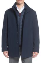 Men's Marc New York Shadow Plaid Car Coat With Zip Out Bib, Size - Black