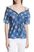 Women's Theory Tamalee Ikat Spot Blouse, Size - Blue