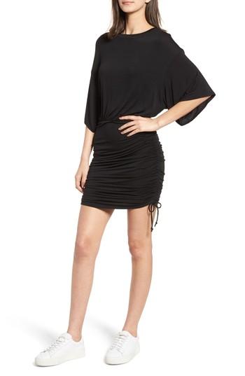 Women's Kendall + Kylie Short Sleeve Ruched Dress - Black