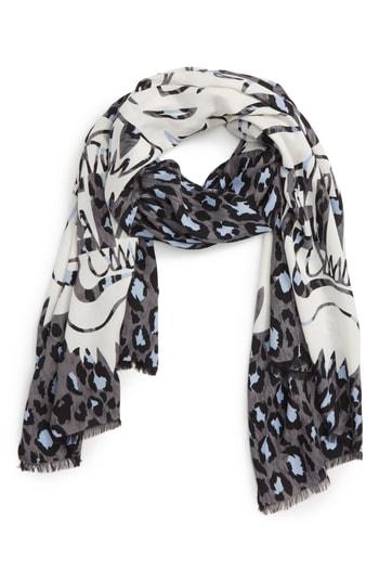 Women's Kenzo Leopard Print Tiger Scarf, Size - Grey