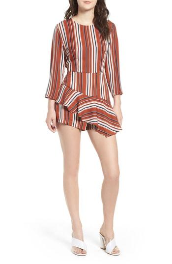 Women's Ruffle Hem Romper - Brown