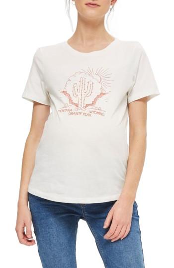 Women's Topshop Granite Peak Cactus Maternity Tee Us (fits Like 2-4) - White