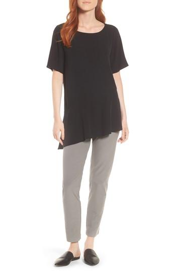 Women's Eileen Fisher Asymmetrical Silk Top - Black