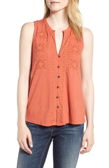Women's Lucky Brand Embroidered Tank - Red