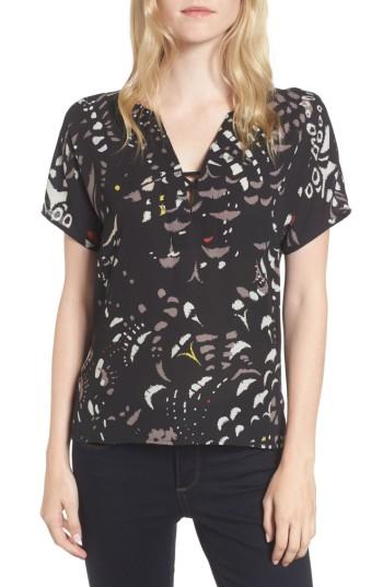 Women's Trouve Lace-up Top, Size - Black
