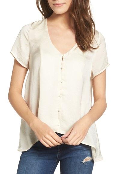 Women's 4si3nna Satin Button Up Blouse