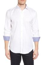 Men's Bugatchi Shaped Fit Tonal Check Sport Shirt - White