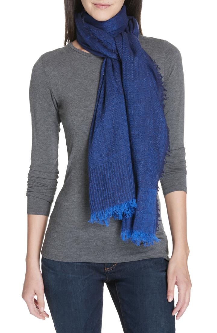 Women's Eileen Fisher Linen Blend Scarf, Size - Blue