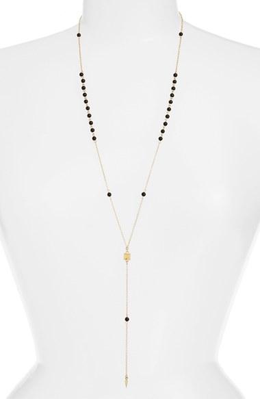 Women's Ettika 'waiting In Line' Beaded Onyx Y-chain Necklace