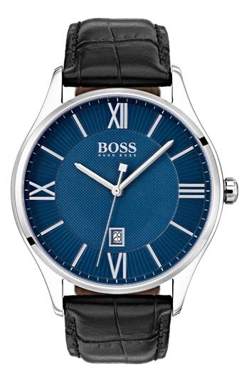Men's Boss Governor Leather Strap Watch, 44mm