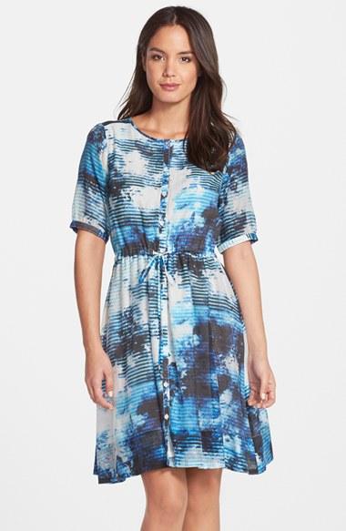 Women's Adrianna Papell Burnout Print Voile Shirtdress