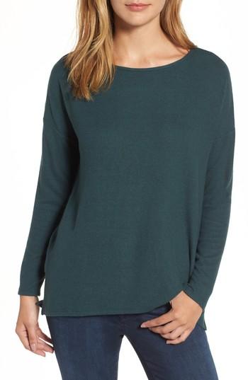 Women's Gibson Cozy Fleece Ballet Neck High/low Pullover, Size - Green