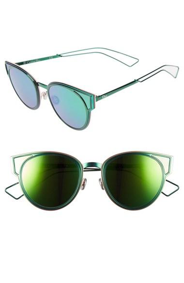 Women's Dior Sculpts 53mm Cat Eye Sunglasses - Shiny Green
