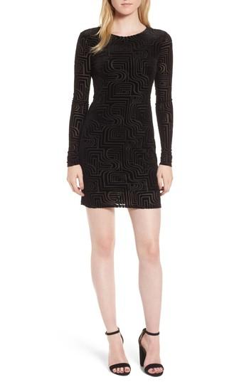 Women's Trouve Burnout Velvet Sheath Dress - Black