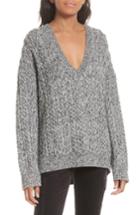 Women's Vince Cable Knit V-neck Sweater - Grey