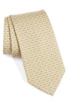 Men's Salvatore Ferragamo Alternating Flowers Silk Tie, Size - Yellow