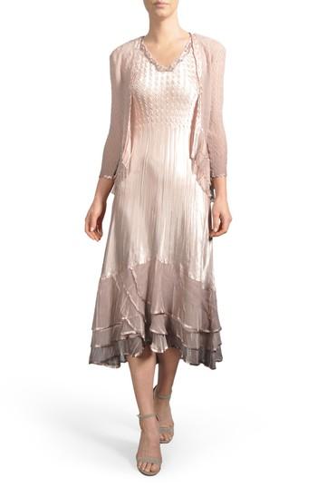 Women's Komarov Ruffle Hem Midi Dress With Jacket - Brown