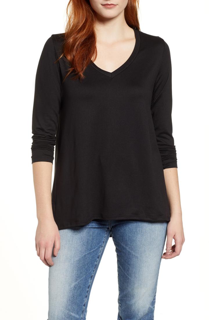 Women's Bobeau Long Sleeve Butter Tee - Black