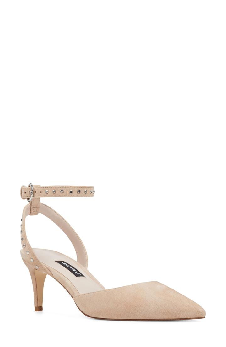 Women's Nine West Susaham Studded Halo Strap Pump M - Beige