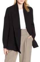 Women's Trouve Rib Overlap Cardigan, Size - Black