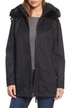 Women's Sam Edelman Faux Fur Collar A-line Anorak - Black