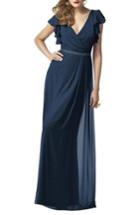 Women's Dessy Collection Sequin Flutter Sleeve Gown