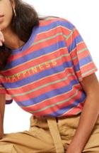 Women's Topshop By Tee & Cake Happiness Stripe T-shirt Us (fits Like 0) - Orange