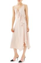 Women's Topshop Ruffle Wrap Slipdress Us (fits Like 6-8) - Beige