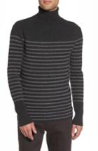 Men's Vince Regular Fit Breton Stripe Cashmere Turtleneck Sweater