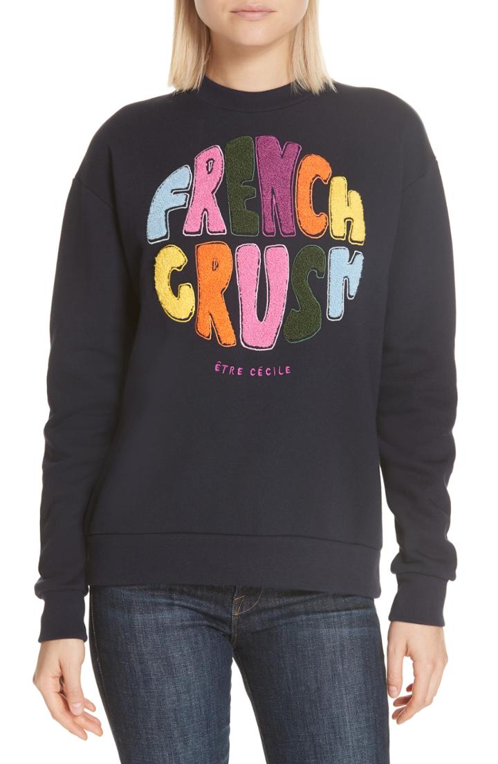 Women's Etre Cecile French Crush Boyfriend Sweatshirt - Blue