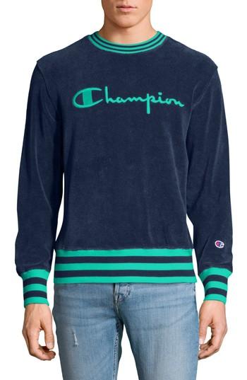 Men's Champion Sponge Terry Crewneck Sweatshirt - Blue
