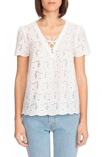 Women's Sezane Calandra Eyelet Blouse Us / 36 Fr - White
