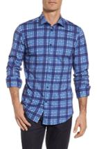 Men's Stone Rose Plaid Print Jersey Shirt, Size - Blue