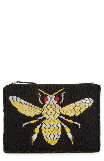 Frances Valentine Large Bee Leather Clutch - Black