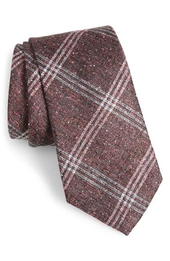 Men's Calibrate Devon Plaid Silk Blend Tie, Size - Red
