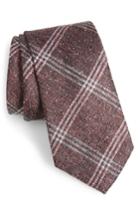 Men's Calibrate Devon Plaid Silk Blend Tie, Size - Red