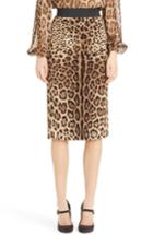 Women's Dolce & Gabbana Leopard Print Stretch Silk Pencil Skirt