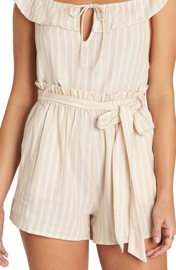 Women's Billabong Fake Out Off The Shoulder Romper - Beige