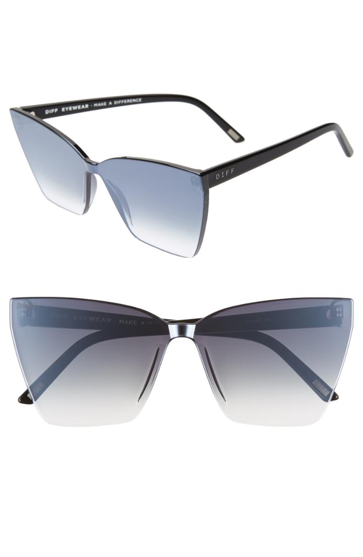 Women's Diff Goldie 56mm Cat Eye Sunglasses - Black/ Silver Smoke