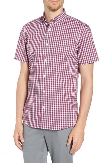 Men's Nordstrom Men's Shop Tech-smart Slim Fit Check Sport Shirt - Red