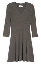 Women's Eliza J Ribbed Fit & Flare Dress - Grey