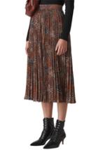 Women's Whistles Abstract Animal Print Pleated Midi Skirt Us / 8 Uk - Brown